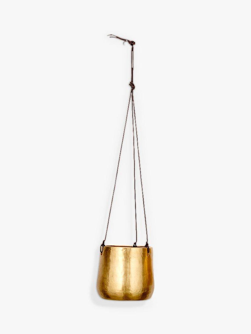 Nkuku Atsu hanging brass planter 9cm x 11cm, imported from the UK