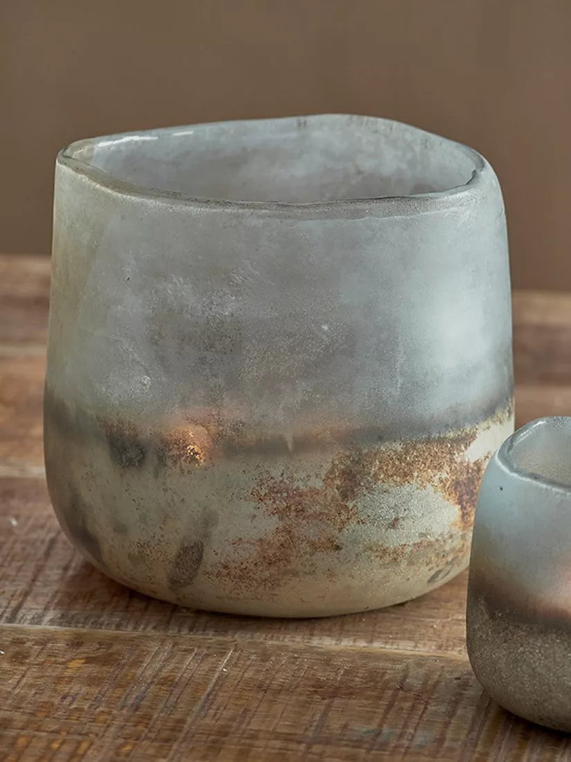 nkuku Ngolo tealight holder aged smoke small, UK version