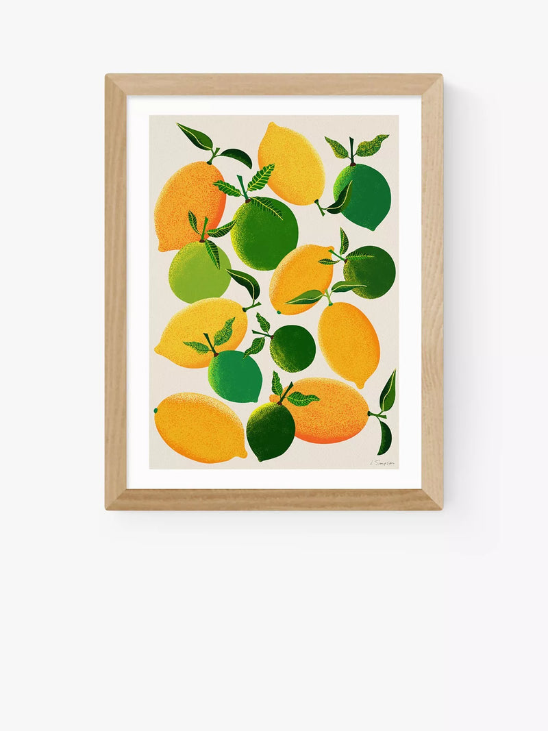 EAST END PRINTS Leanne Simpson 'Sitroner og lime' innrammet kunsttrykk 25x30cm
