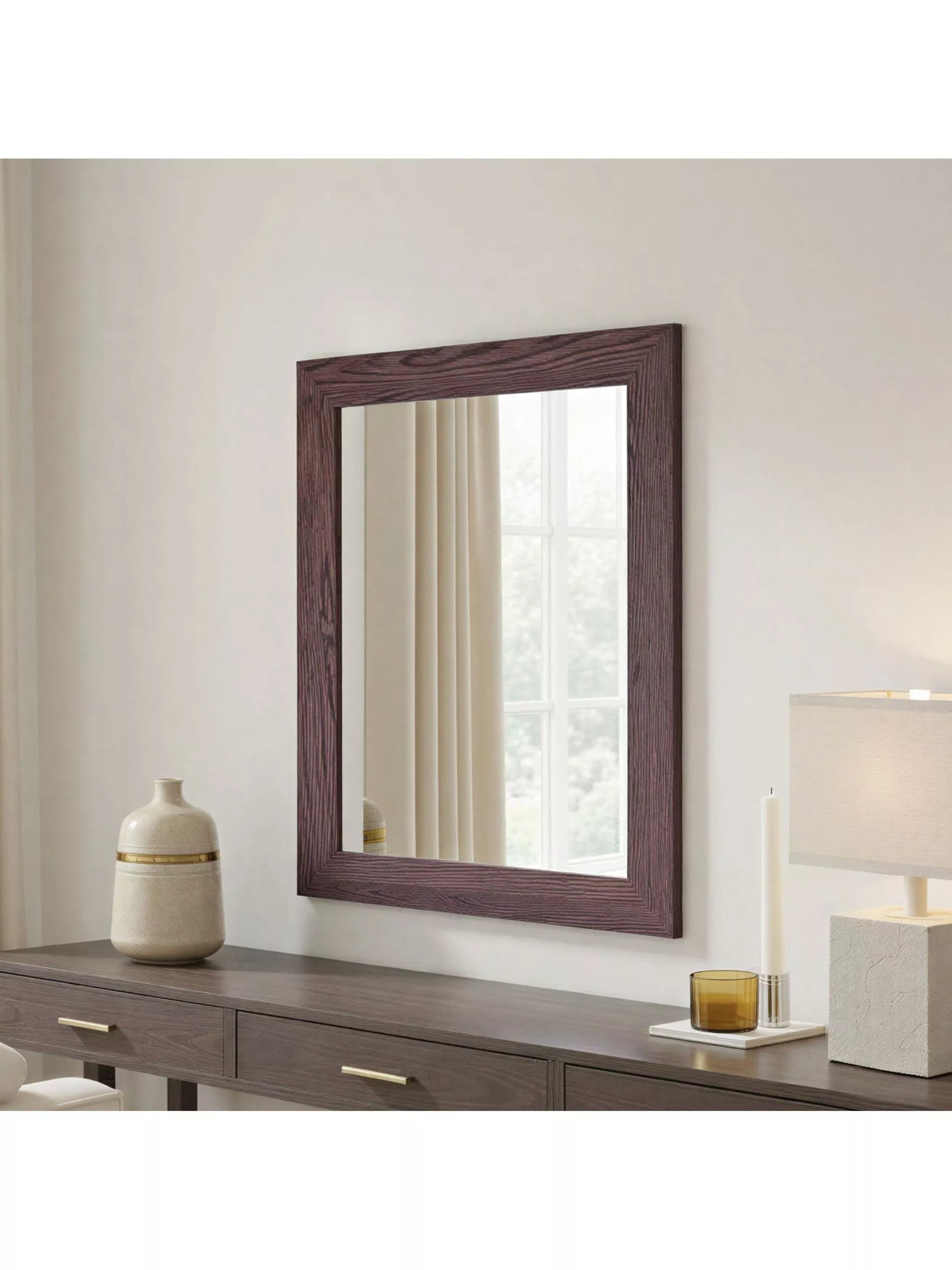 Yearn rectangular oak wall mirror 69x94cm - British product