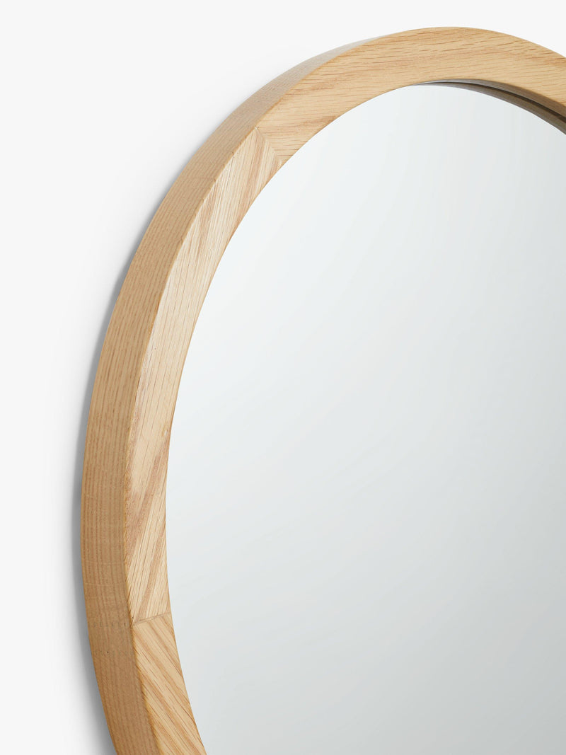 John Lewis solid oak round wall mirror 50cm (British brand)