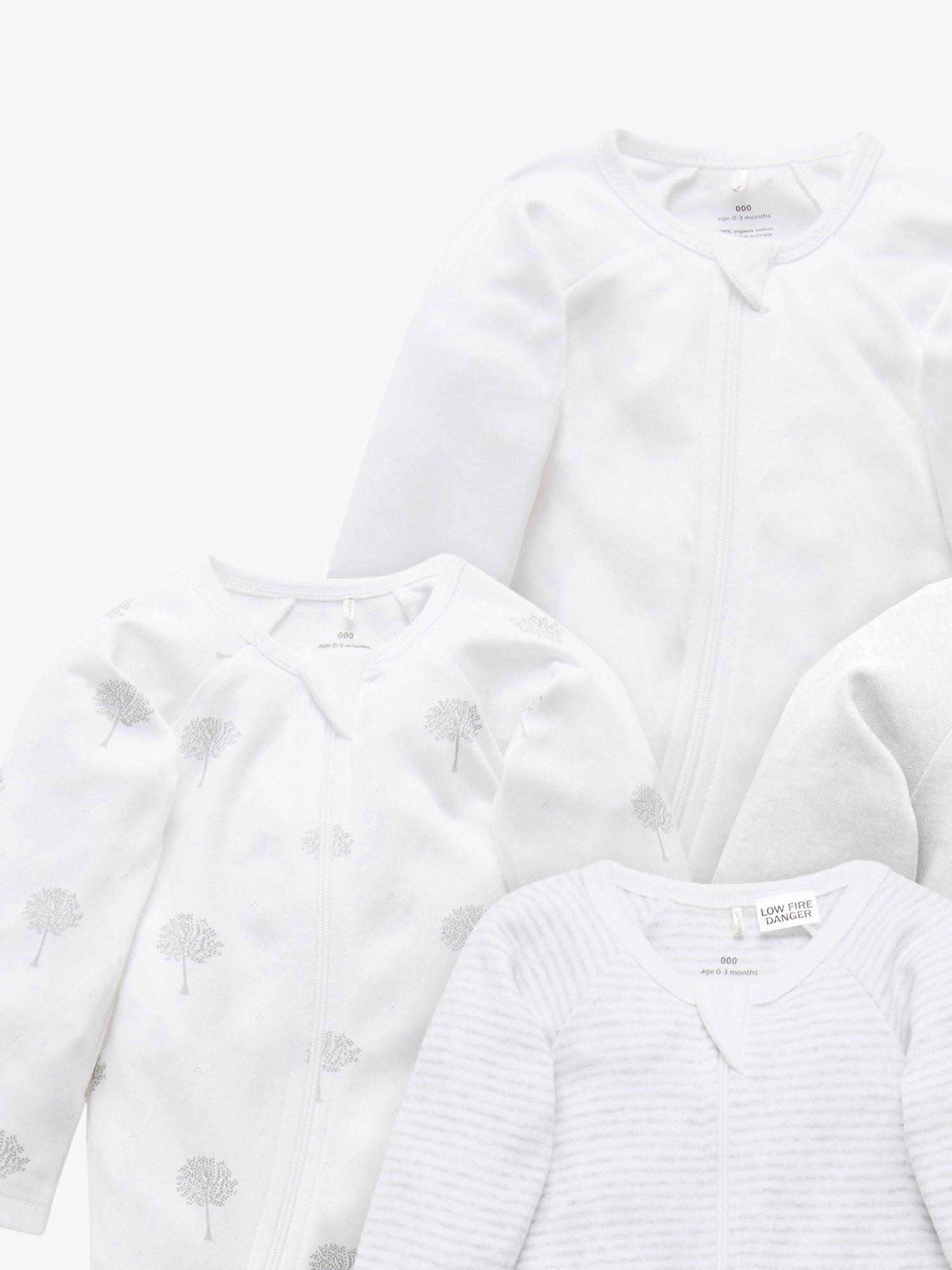 Purebaby Organic Growsuit Grey Melange Pack 4, imported from the UK