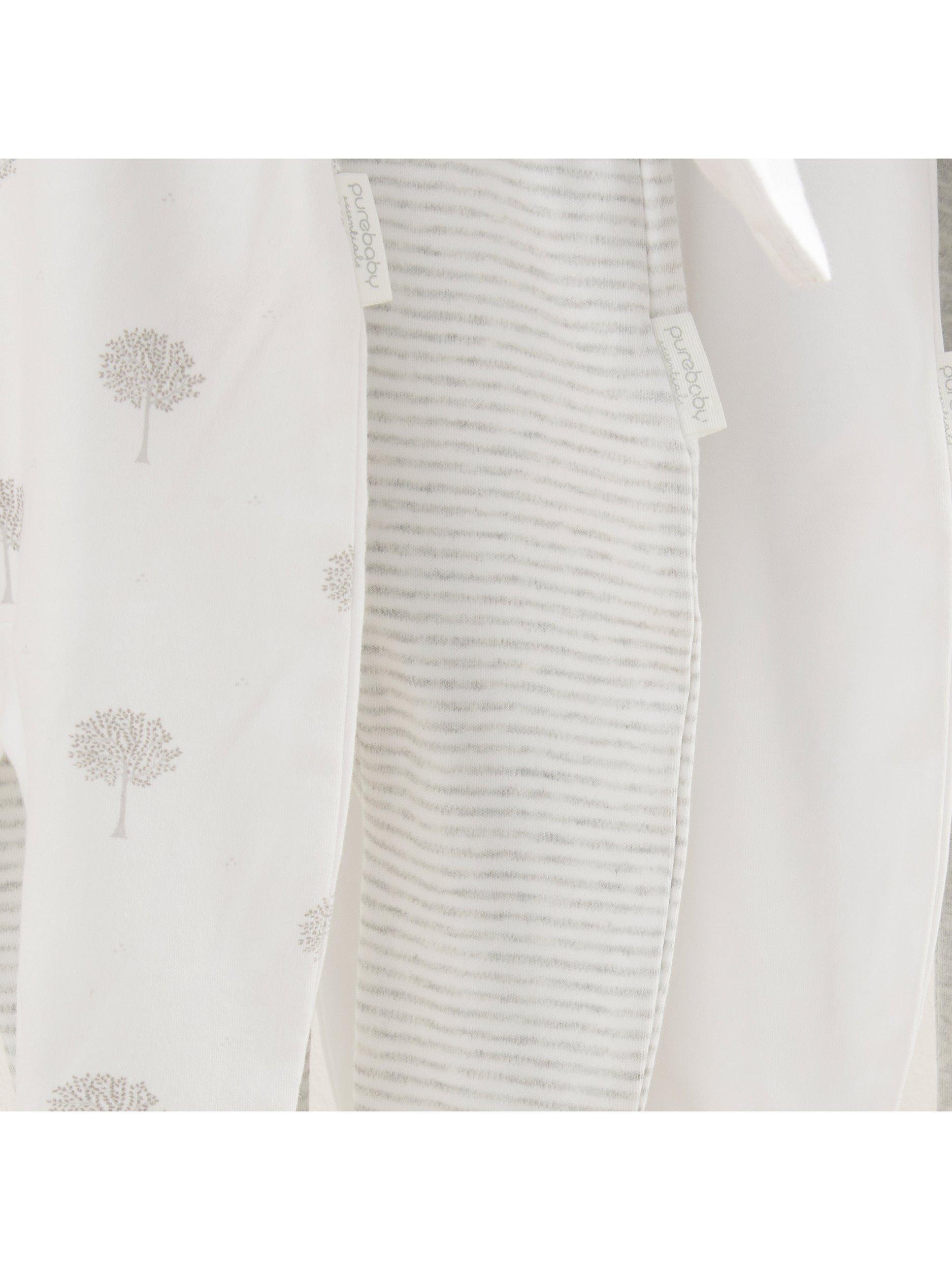 Purebaby Organic Growsuit Grey Melange Pack 4, imported from the UK