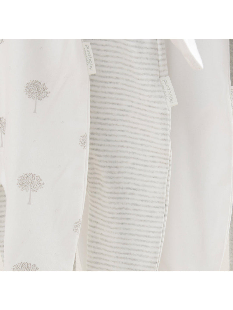 Purebaby Organic Growsuit Grey Melange Pack 4, imported from the UK