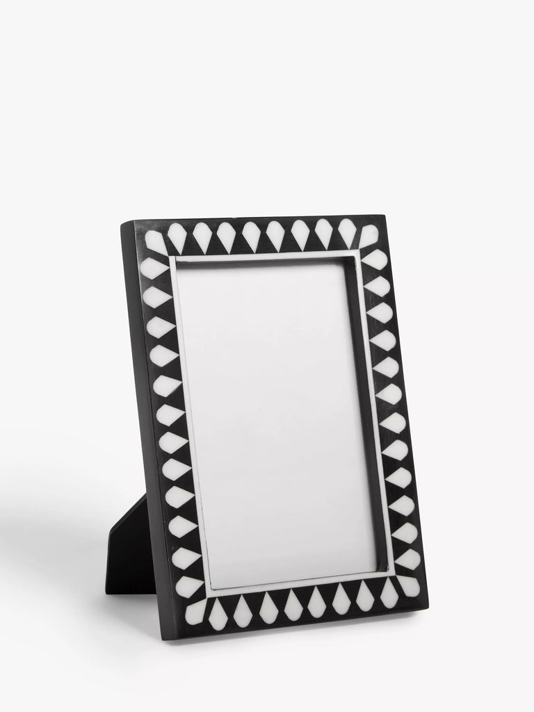 John Lewis Teardrop Photo Frame, Black/White