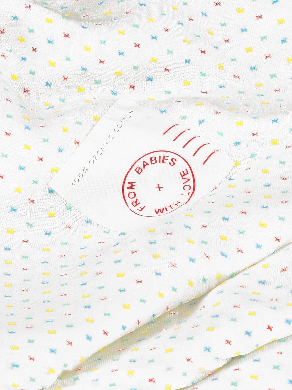 From Babies with Love organic swaddling shawl First Kisses 120cm (British brand)