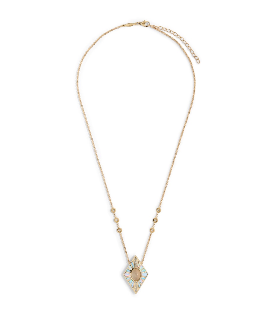 Jacquie Aiche yellow gold diamond moonstone opal inlay necklace - British product
