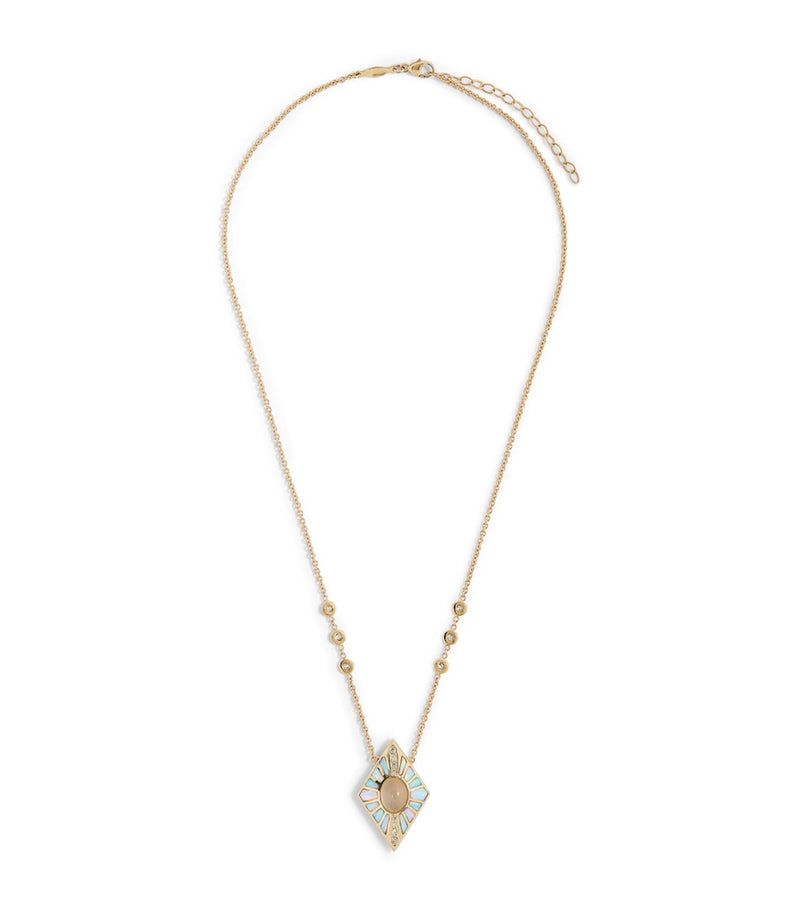 Jacquie Aiche yellow gold diamond moonstone opal inlay necklace - British product