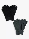 John Lewis Kids' Fleece Gloves, Pack of 2, Black/Grey