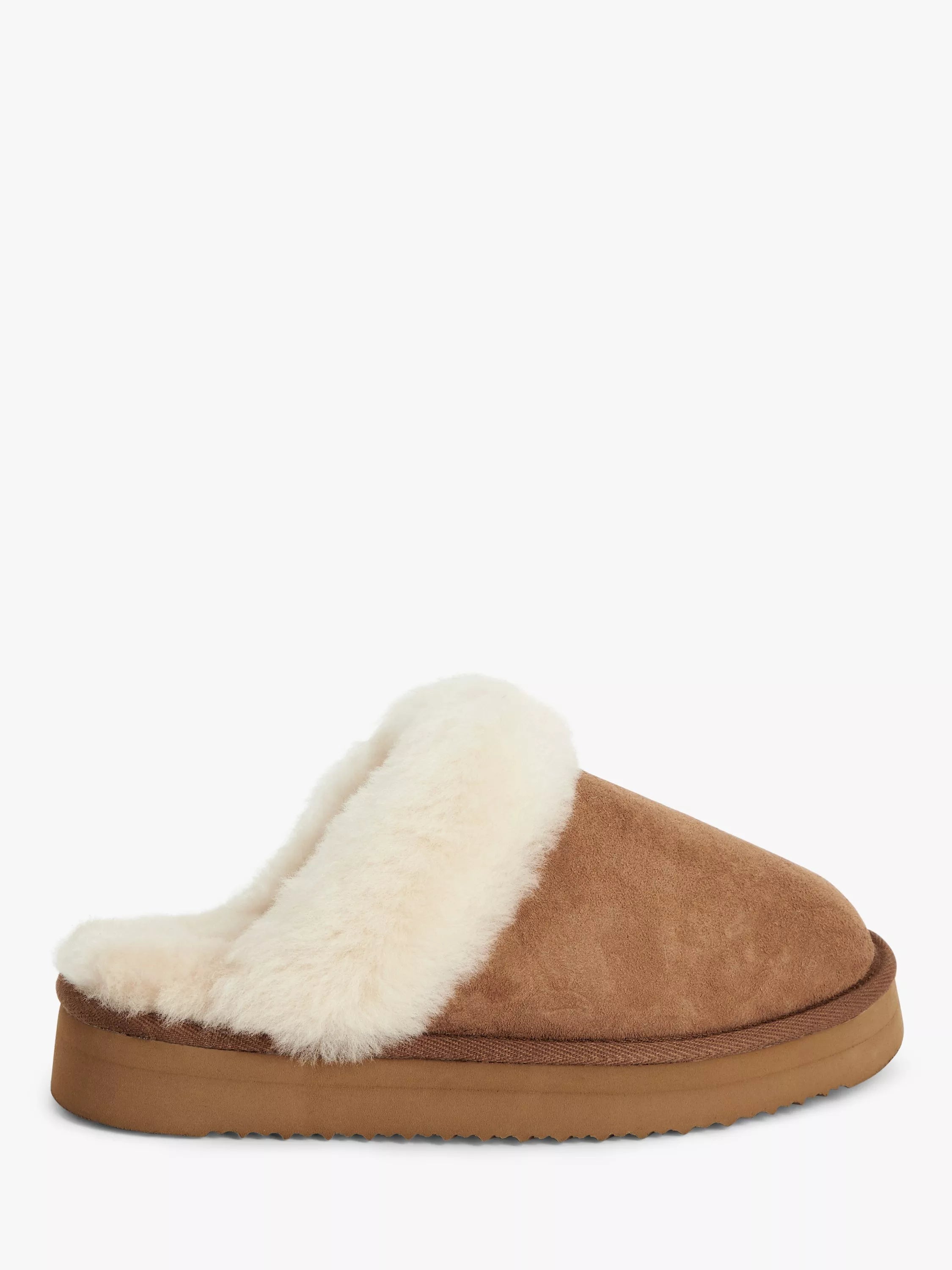John Lewis Sheepskin Platform Mule Slippers Chestnut, UK version