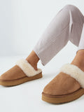John Lewis Sheepskin Platform Mule Slippers Chestnut, UK version