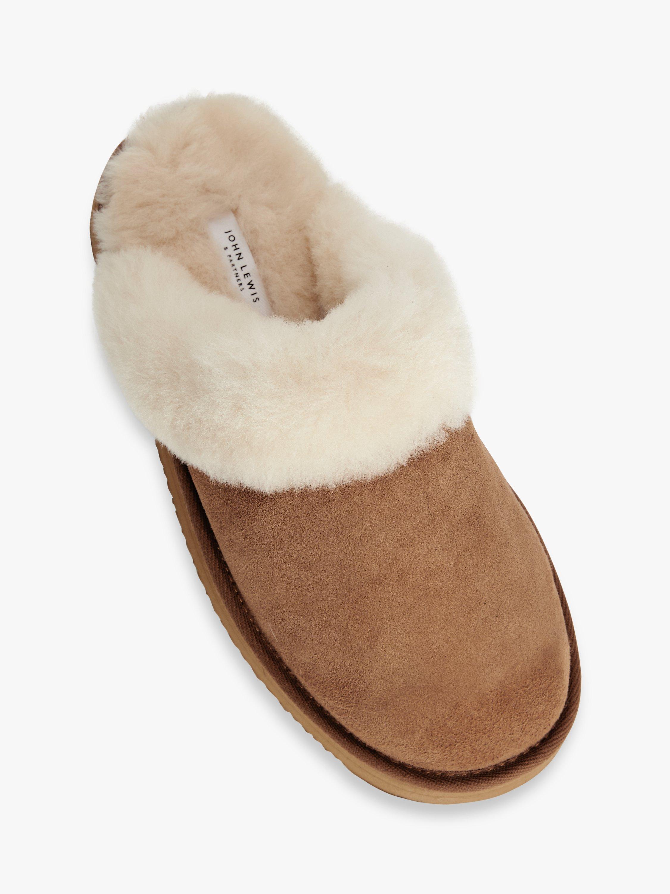 John Lewis Sheepskin Platform Mule Slippers Chestnut, UK version