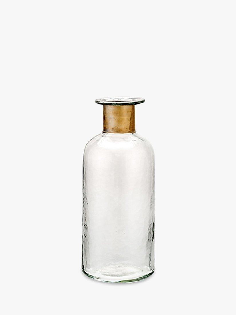 Nkuku Chara Hammered Glass Bottle Vase, Clear