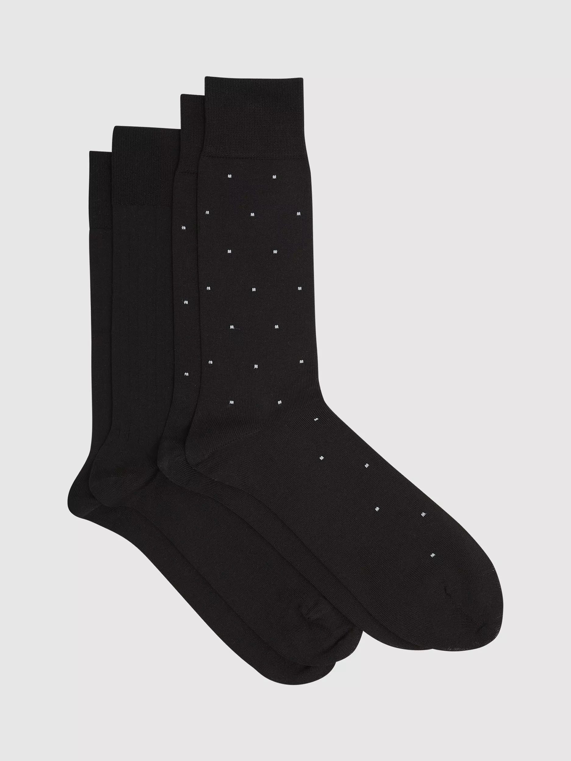 Reiss Graham ribbed spot cotton blend socks pack of 2, UK version