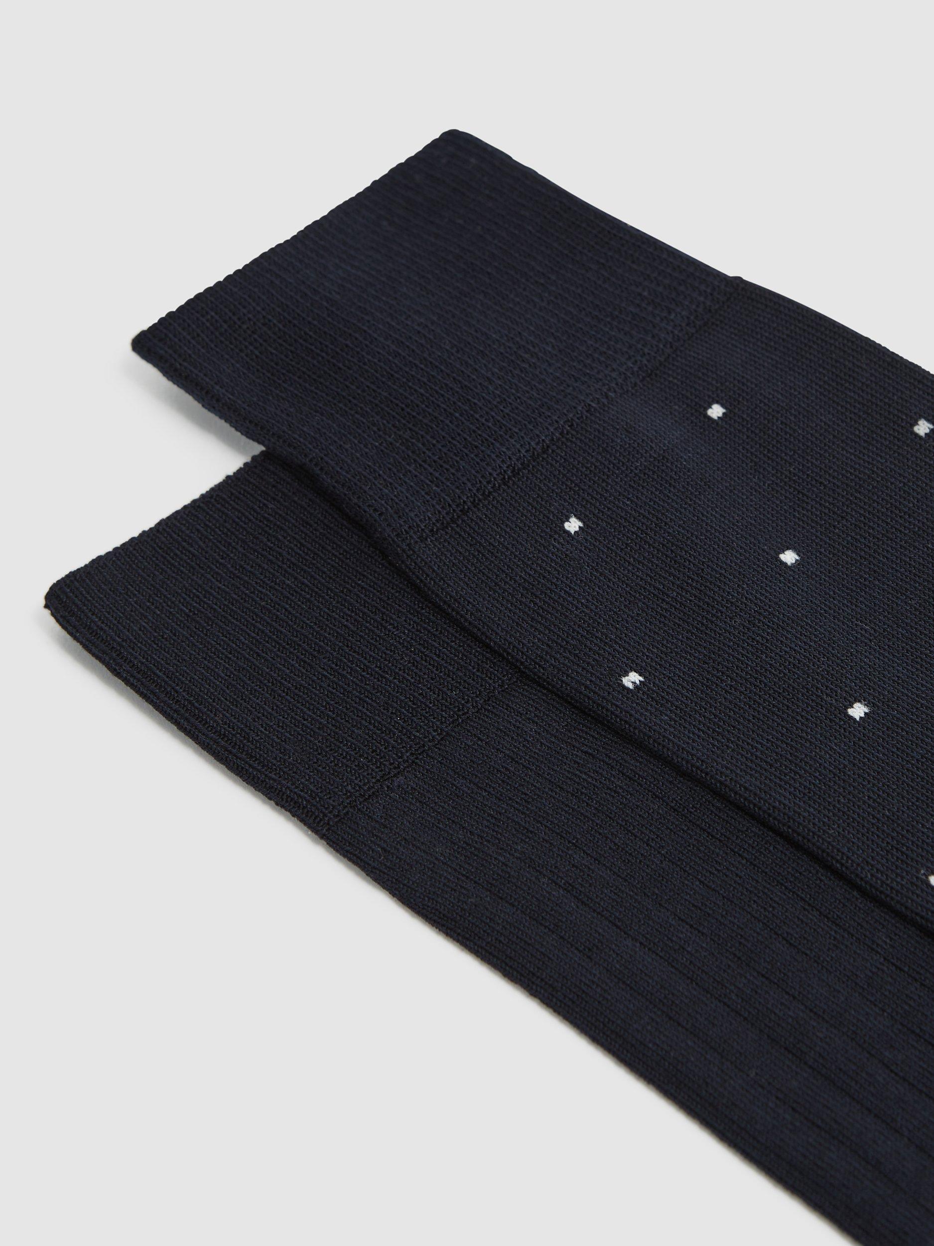 Reiss Graham ribbed spot cotton blend socks pack of 2, UK version