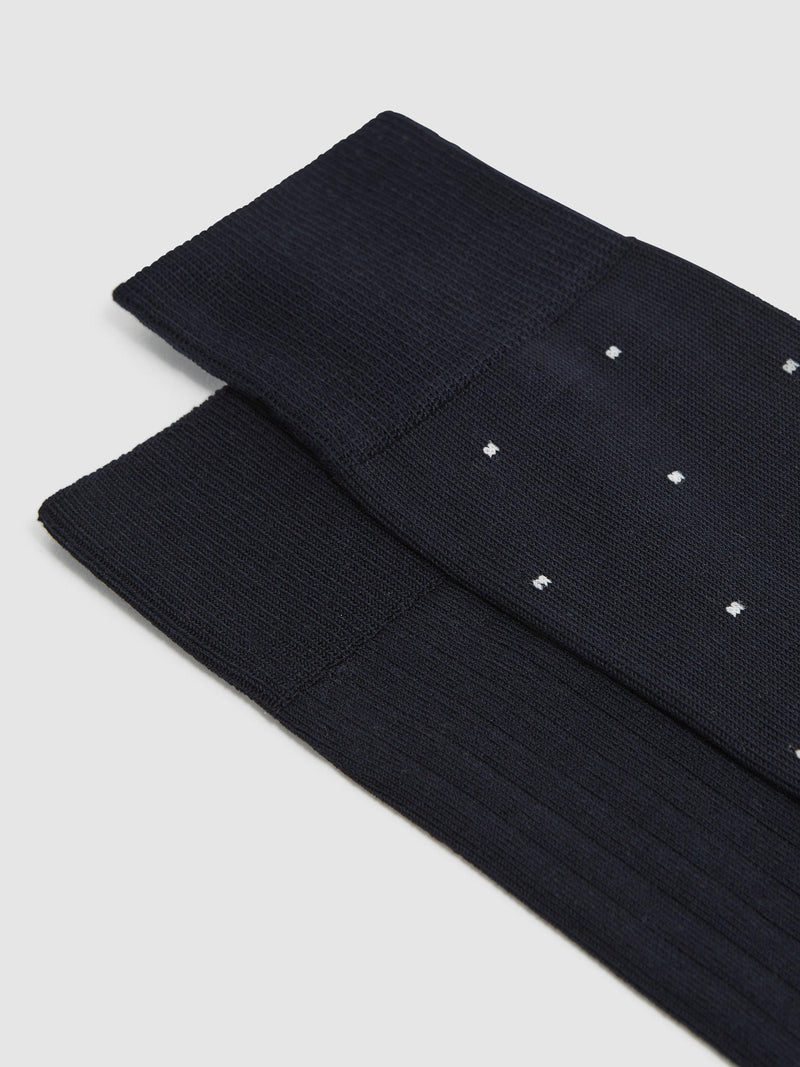 Reiss Graham ribbed spot cotton blend socks pack of 2, UK version