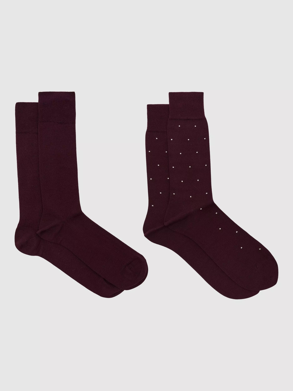 Reiss Graham Ribbed and Spot Cotton Blend Socks, Pack of 2