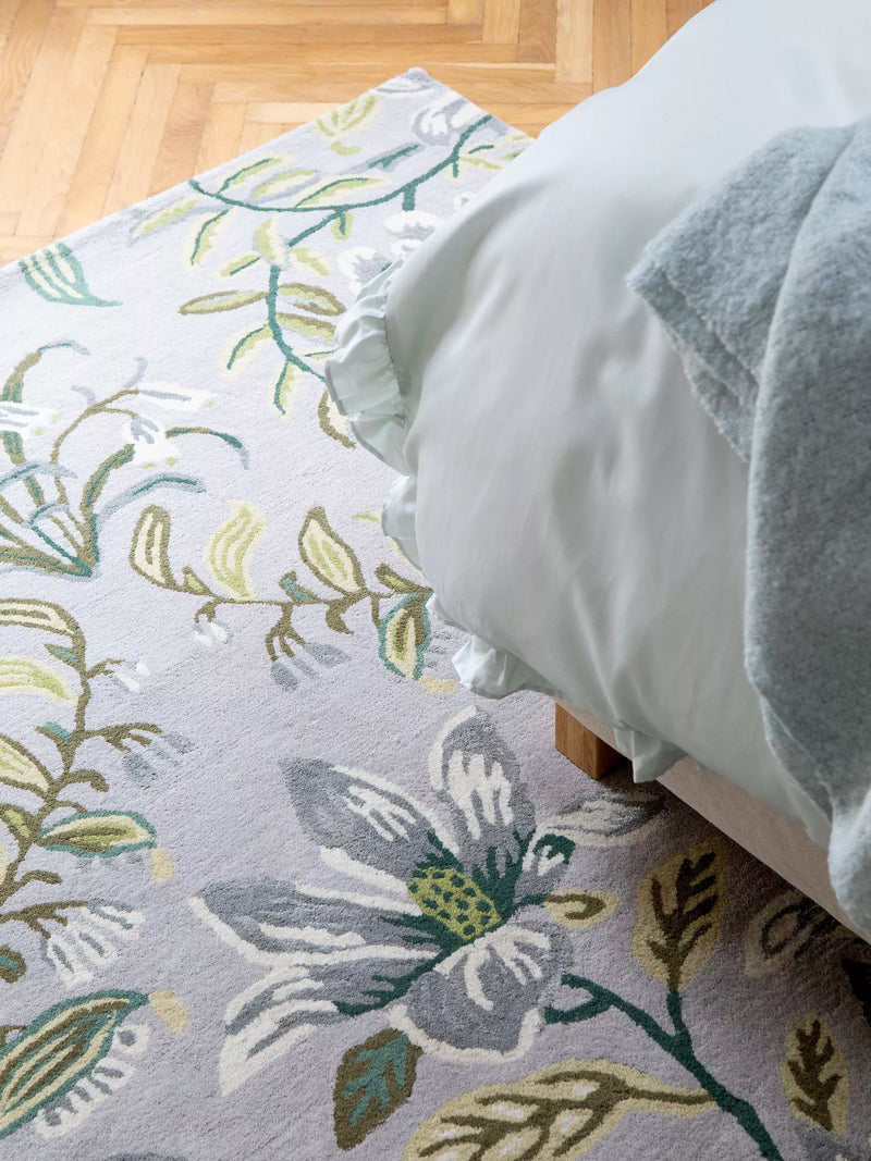 Laura Ashley Parterre floral rug light green (British brand)