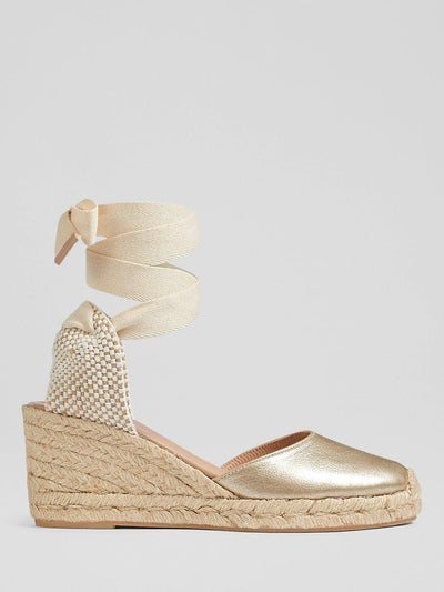 Leather Wedge Heel Espadrilles with 7cm Heel