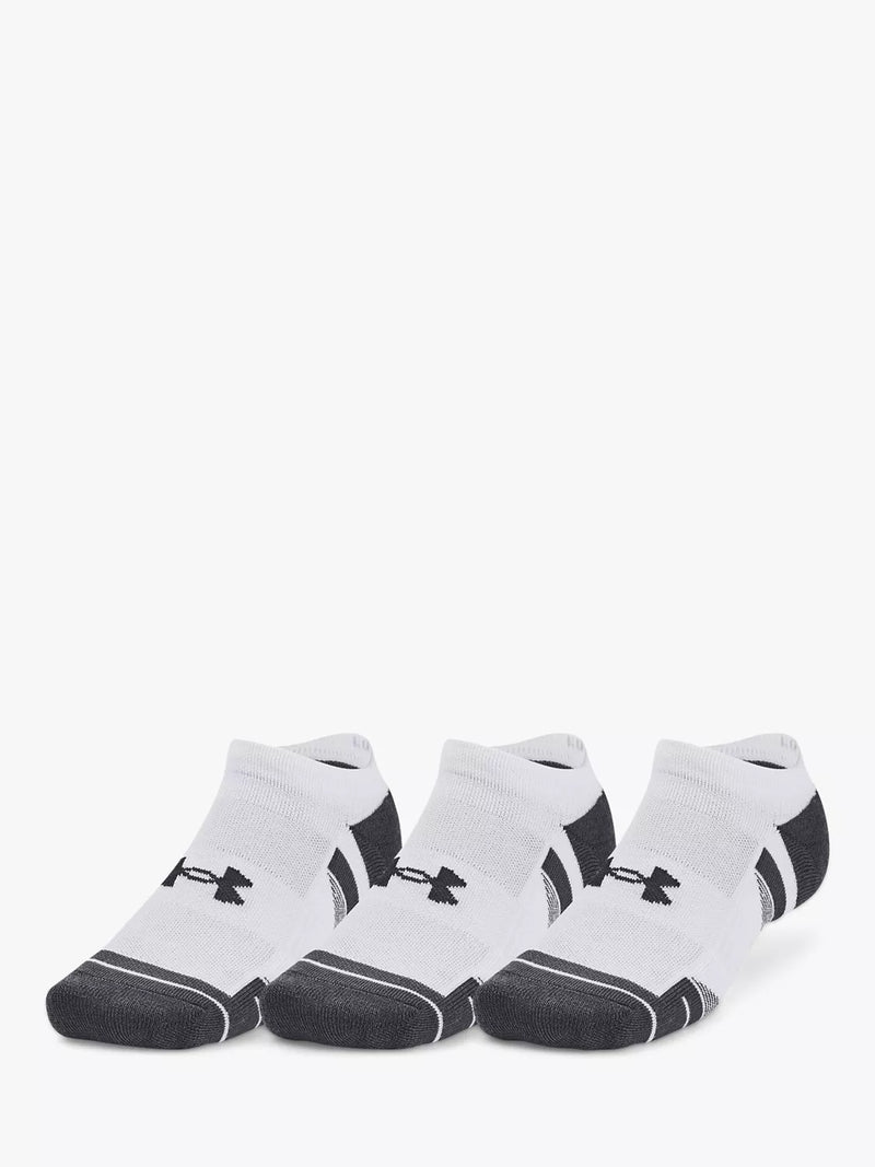 Under Armour Performance Tech Socks, Pack of 3, White/Gray, M