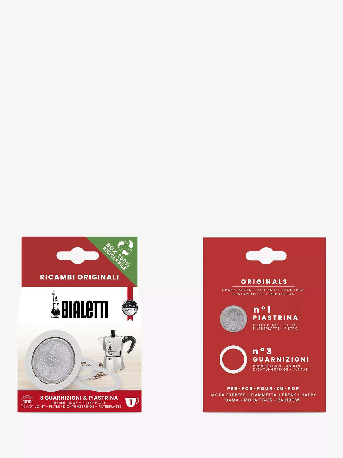 Bialetti replacement gaskets and filter for Moka Express - British product