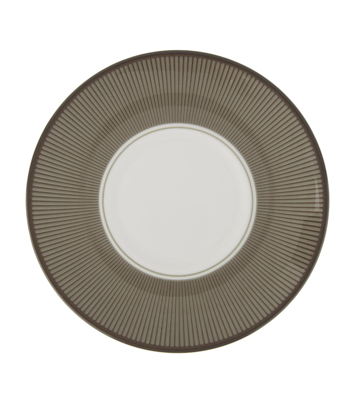 Wedgwood coffee saucer with elegant stripes and gilded trim (British brand)