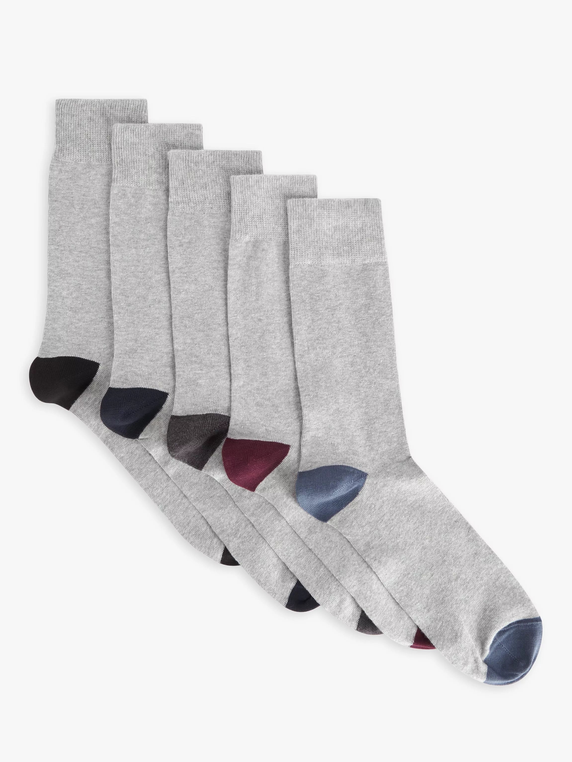 John Lewis Organic Cotton Rich Heel and Toe Men's Socks Pack of 5