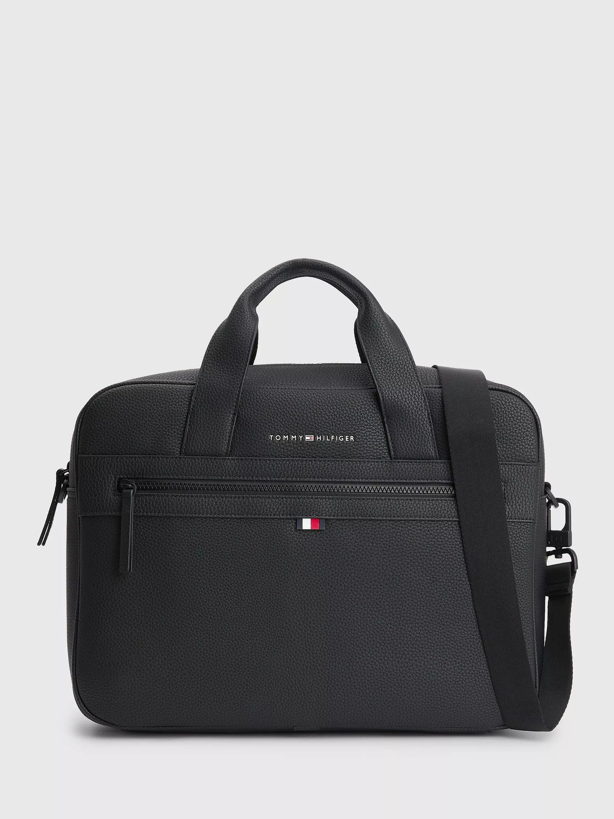 Tommy Hilfiger Essential Computer Bag black faux leather, imported from the UK
