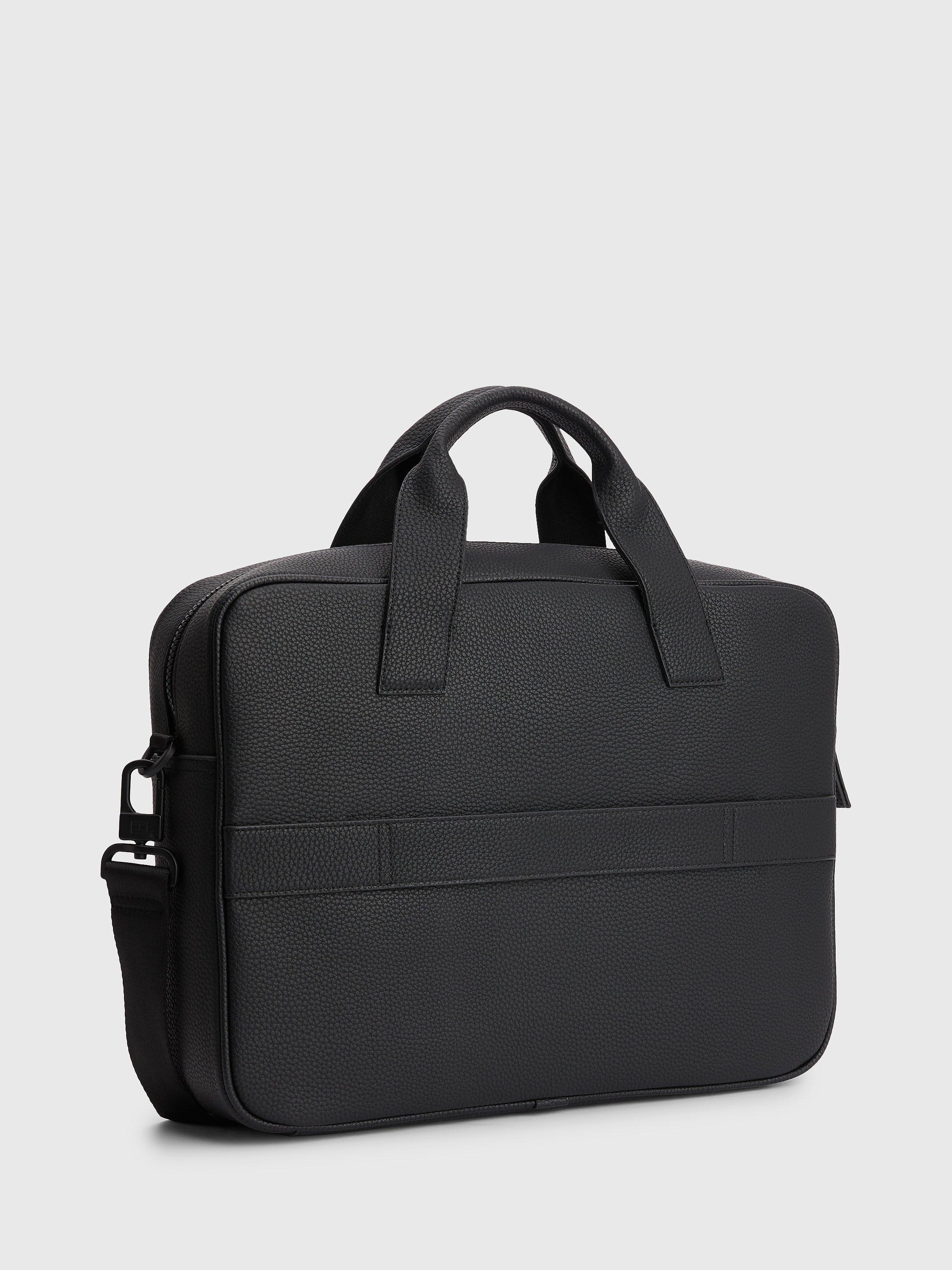 Tommy Hilfiger Essential Computer Bag black faux leather, imported from the UK