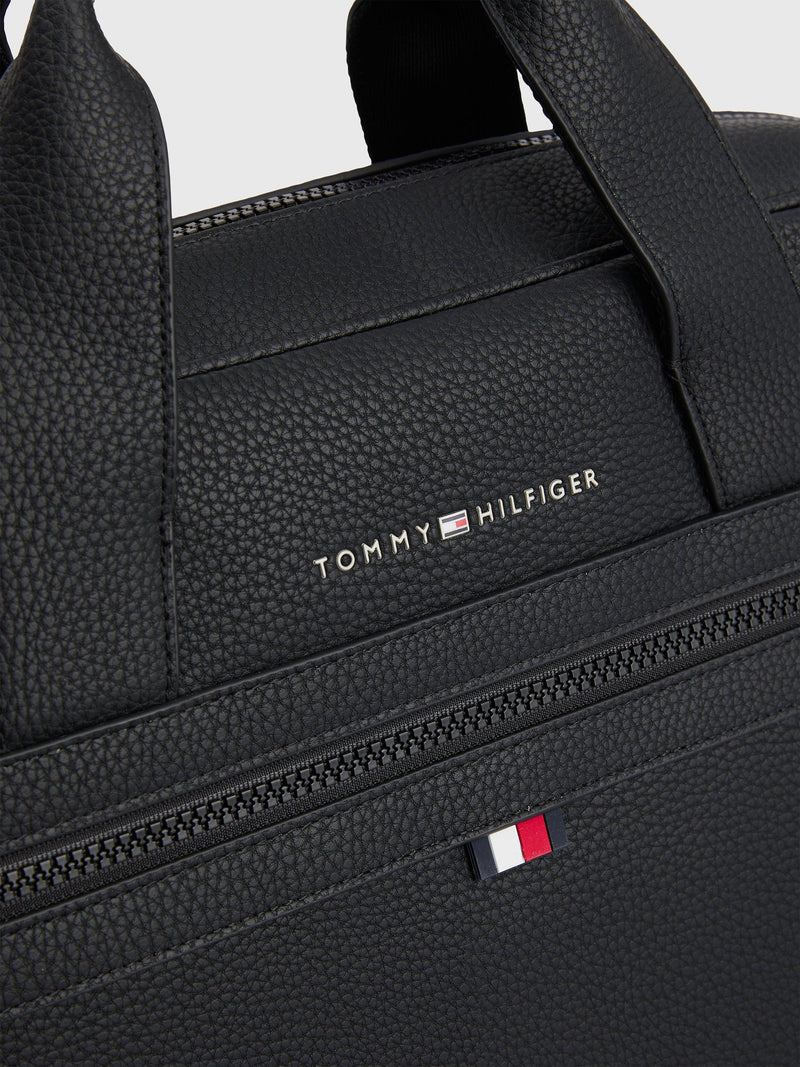 Tommy Hilfiger Essential Computer Bag black faux leather, imported from the UK