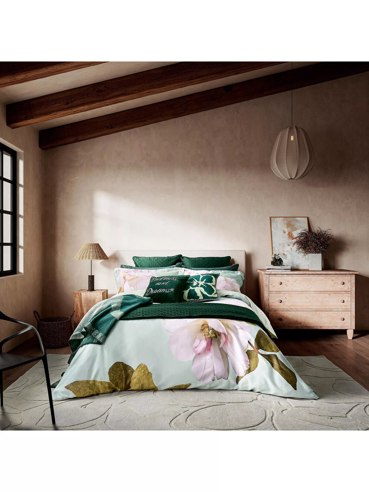 Ted Baker Gardenia Floral duvet cover set with Oxford pillowcases (British brand)