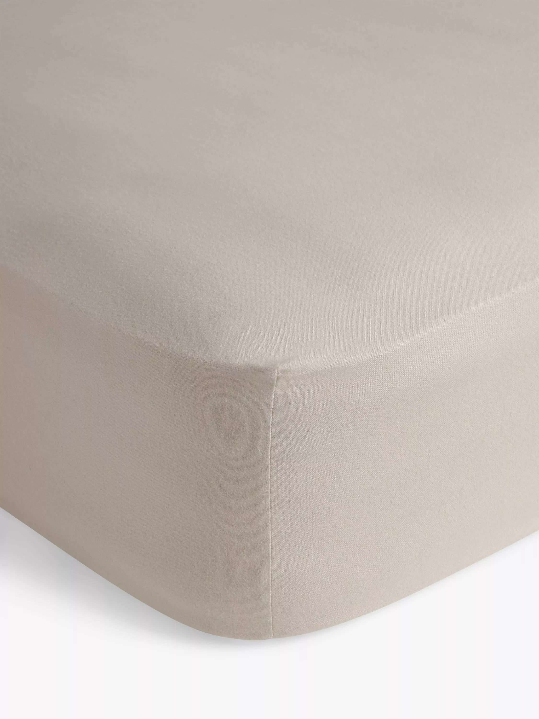 John Lewis Warm & Cosy Brushed Cotton Single Deep Fitted Sheet, Latte