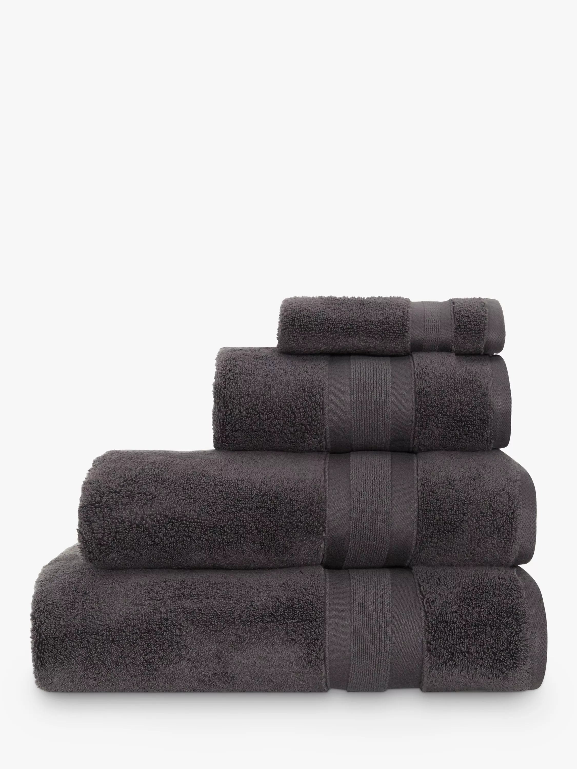 Jasper Conran London Zero Twist Cotton Fast Drying Towel, Charcoal, Face Cloth, Pair