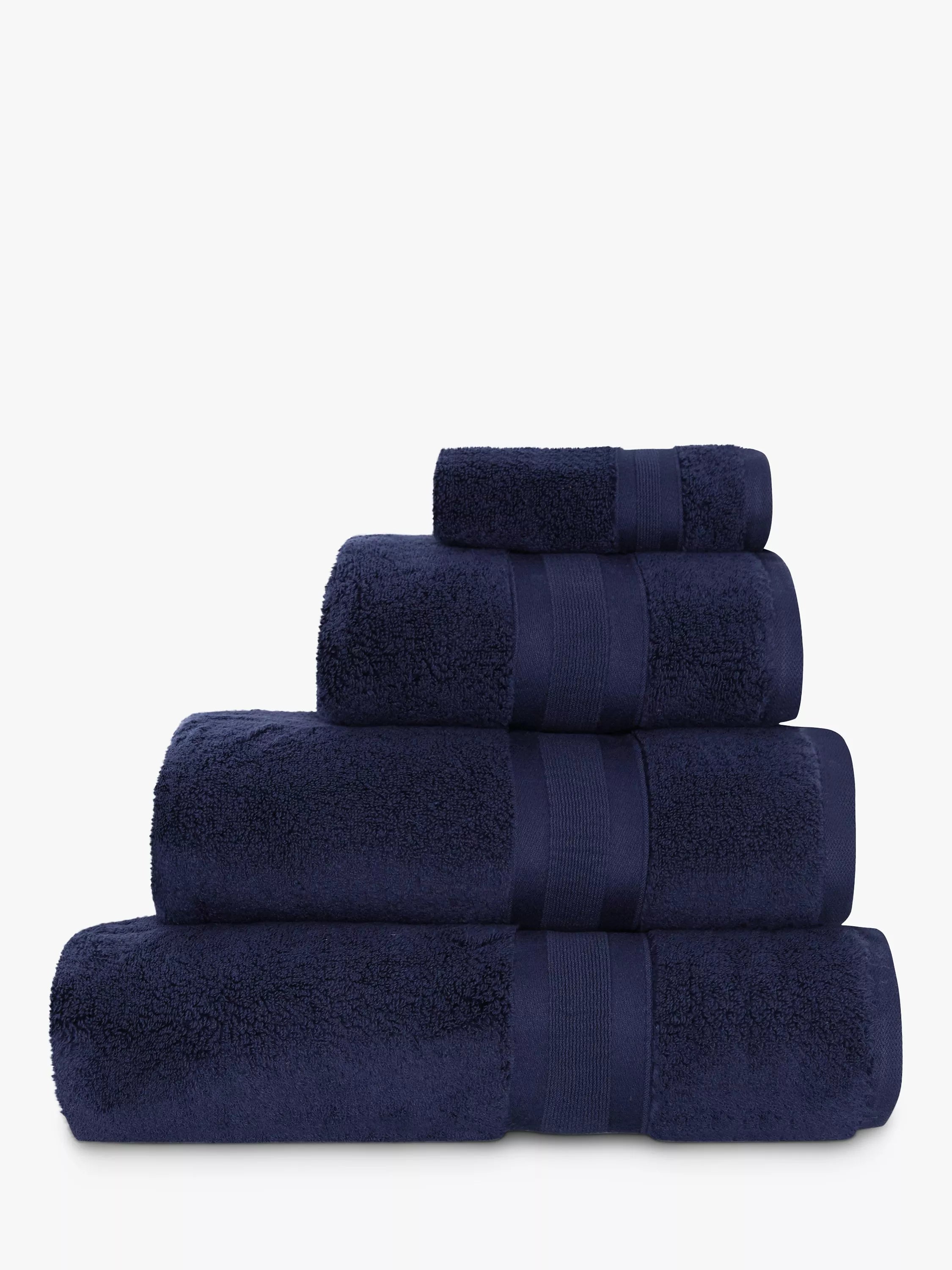 Jasper Conran London Zero Twist Cotton Fast Drying Towel, Navy, Face Cloth, Pair