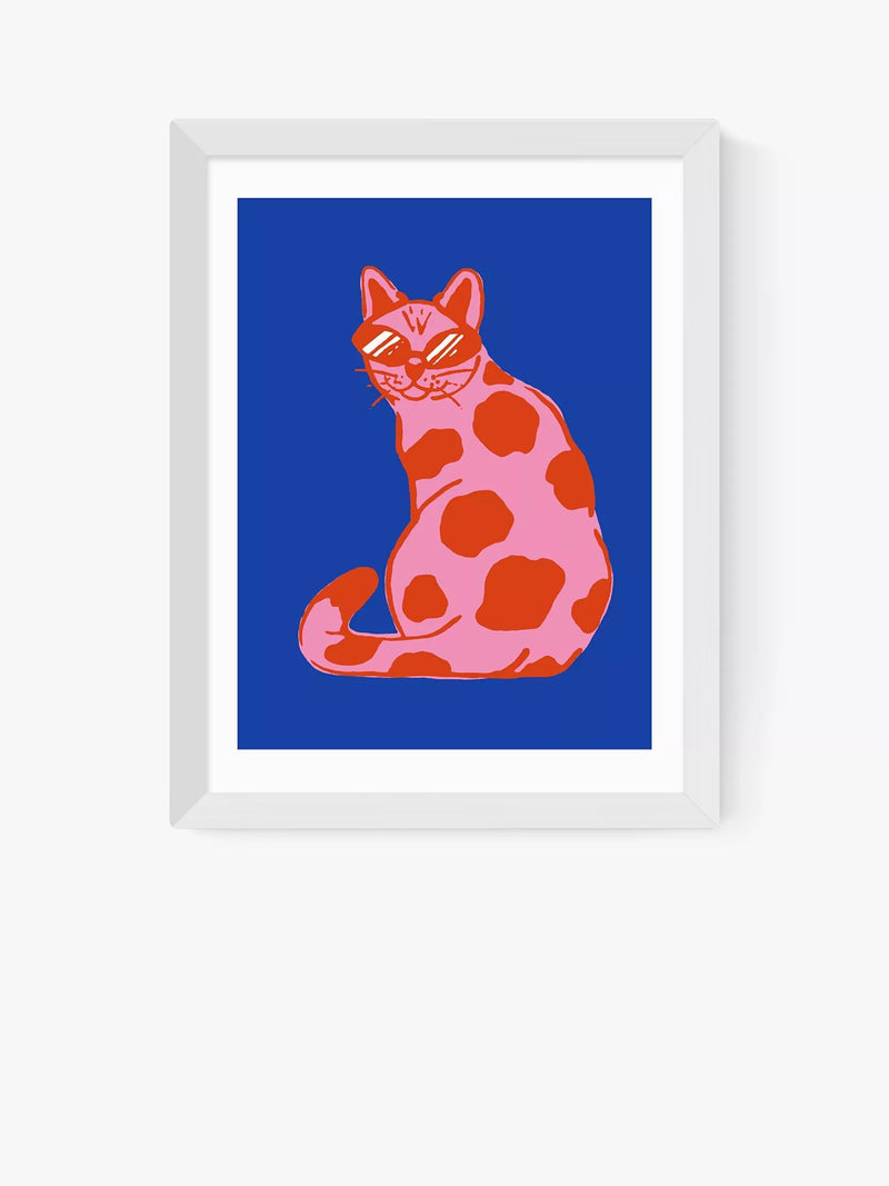 EAST END PRINTS Tartagain 'Cool Cat' Framed Print - Black Frame 43.4 x 33.4cm