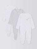 John Lewis baby cotton star print sleepsuits white pack of 3, UK version