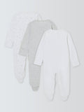 John Lewis baby cotton star print sleepsuits white pack of 3, UK version
