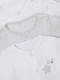 John Lewis baby cotton star print sleepsuits white pack of 3, UK version
