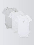 John Lewis Baby Cotton Star Print Bodysuits, Pack of 3, White