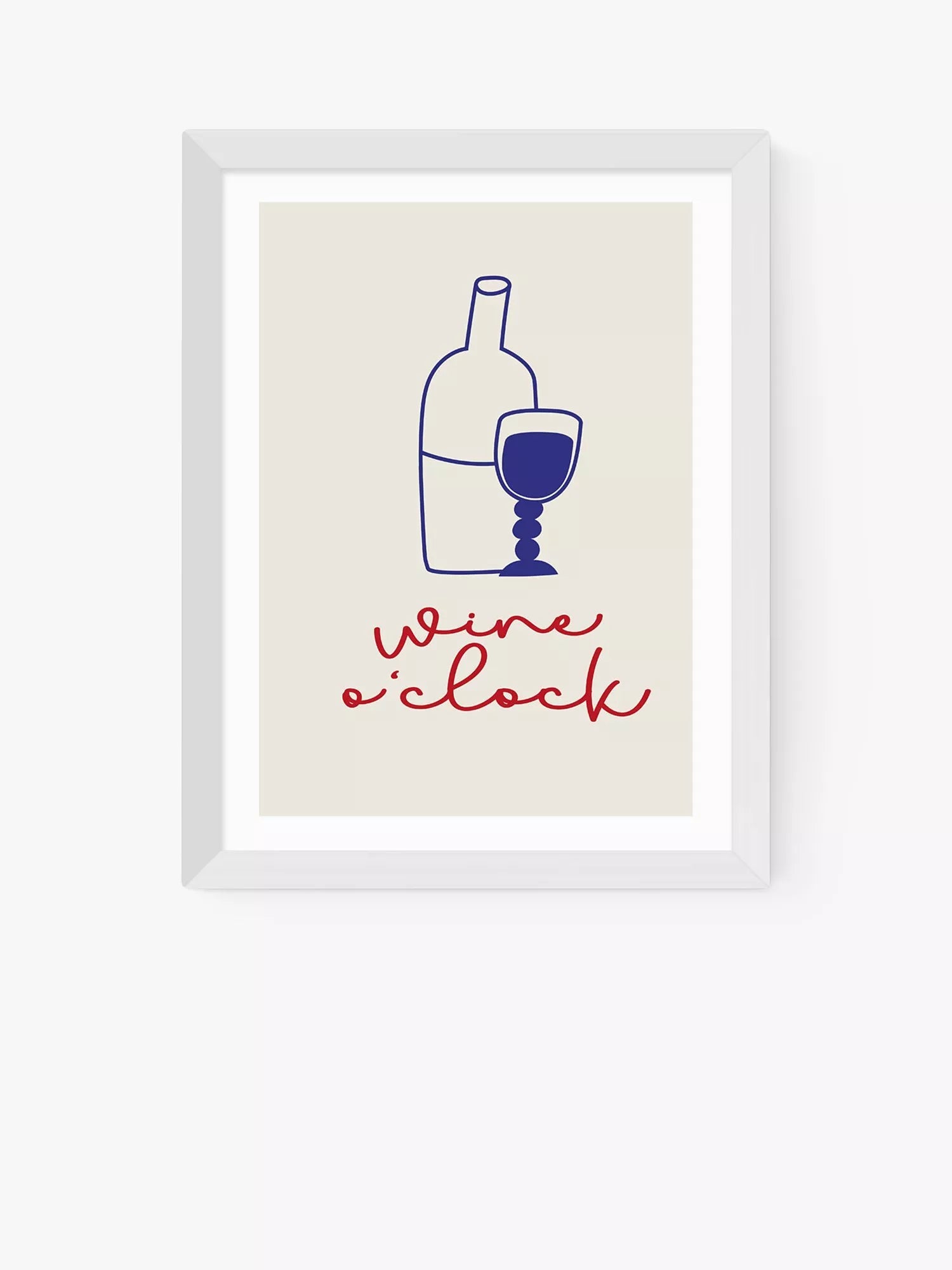 EAST END PRINTS Inoui 'Wine O'Clock' Framed Print, White Frame, 43.4 x 33.4cm