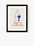 EAST END PRINTS Inoui 'Wine O'Clock' Framed Print, Black Frame, 33.4 x 28.4cm