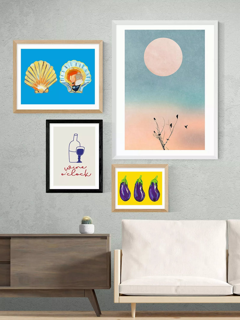 EAST END PRINTS Inoui Wine O'Clock framed print 33.4x28.4cm, imported from the UK