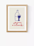 EAST END PRINTS Inoui 'Wine O'Clock' Framed Print, Oak Frame, 33.4 x 28.4cm