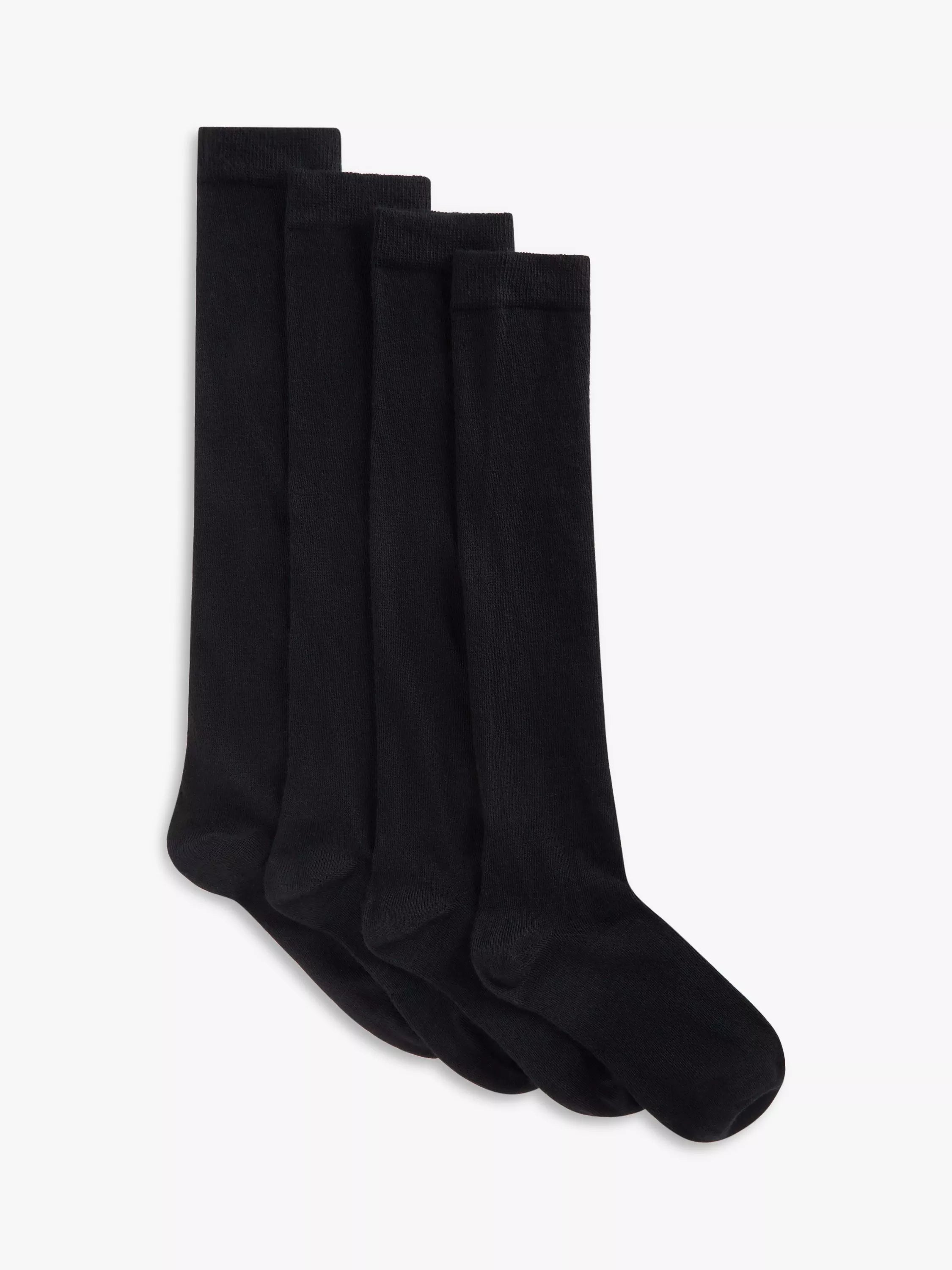 John Lewis Merino Wool Rich Knee High Socks, Pack of 2, Black, S-M
