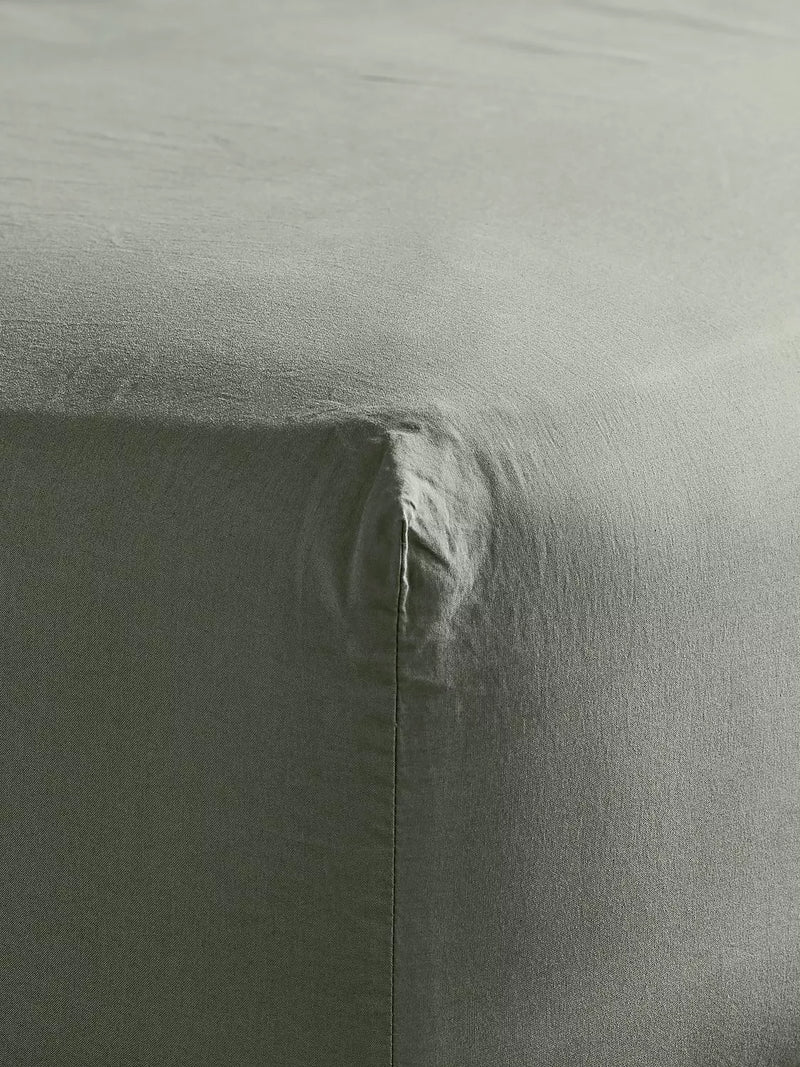 Bedfolk Relaxed Cotton Deep Fitted Sheets - Ink Double