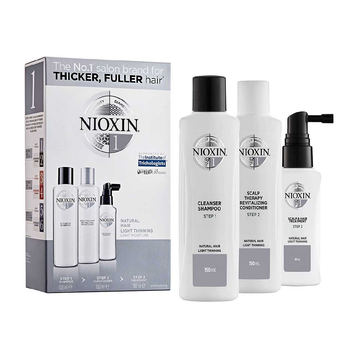 NIOXIN 3-Part System 1 Trial Kit for Natural Hair with Light Thinning GOODS Boots   