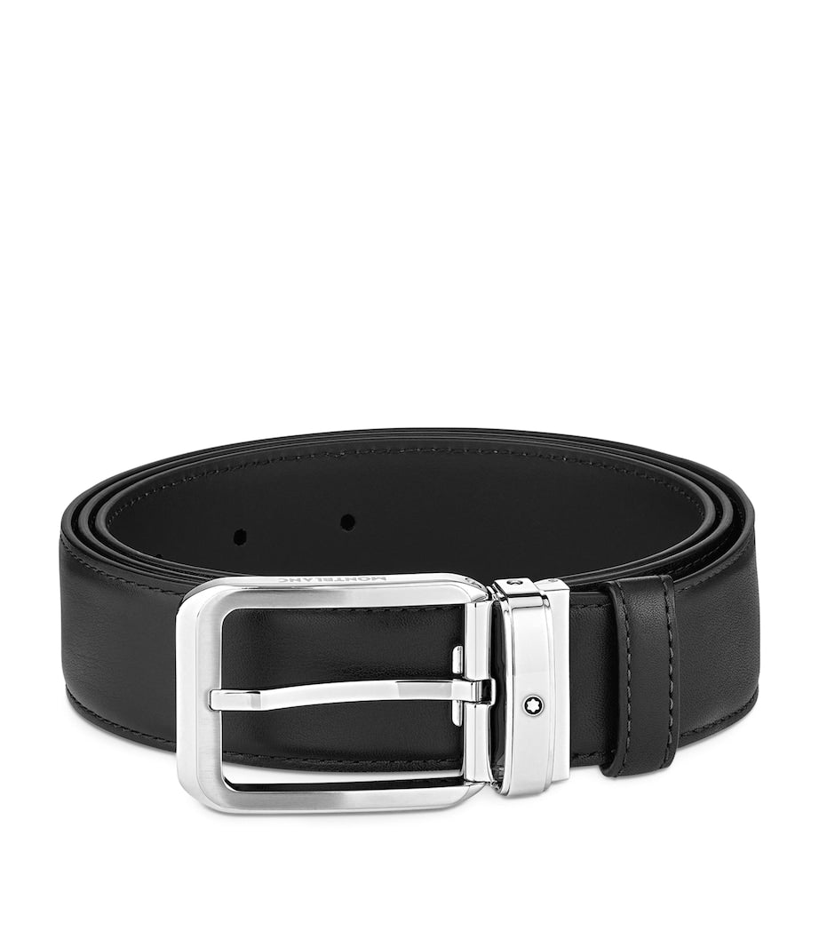 Montblanc calf leather belt 3.5cm with silver buckle, UK version