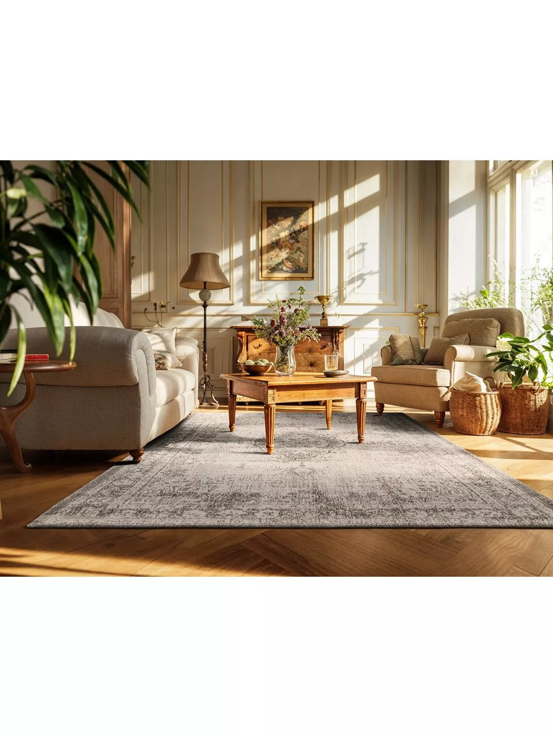 Louis De Poortere medallion rug machine washable polyester, UK version