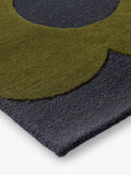 Orla Kiely Sprig Stem wool rug in Marine, imported from the UK