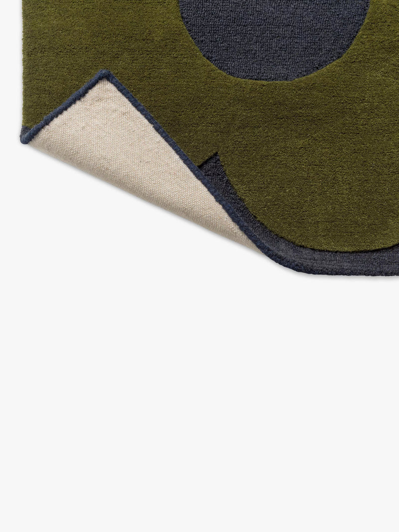Orla Kiely Sprig Stem wool rug in Marine, imported from the UK